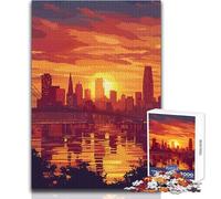 Puzzle da 1000 pezzi per adulti con vista sul tramonto di San Francisco, rilassante e calmante, hobby da interni, giocattolo per il tempo libero, perfetto e preciso, dimensioni 38x52cm