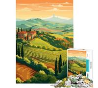 Puzzle da 1000 pezzi per adulti con vista sulla Toscana Italia gioco di viaggio stimolante per la mente divertente e spiritoso ideale come regalo di compleanno (dimensioni 38x52cm)