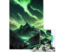 Puzzle da 1000 pezzi per adulti con vista sull'aurora boreale e montagna Gioco educativo per tutta la famiglia Ottima idea regalo (Dimensioni 38x26cm)