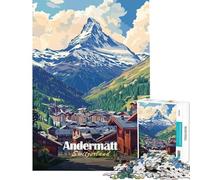 Puzzle da 1000 pezzi per adulti con vista sulle montagne di Andermatt Svizzera Gioco per famiglie regalo di compleanno unico per Natale e compleanno (dimensioni 38x26cm)