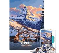Puzzle da 1000 pezzi per adulti con vista sulle montagne di Zermatt Svizzera Gioco rilassante per adulti decorazione perfetta e interazione genitore-figlio (dimensioni 50x75cm)