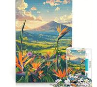 Puzzle da 1000 pezzi per adulti con vista sulle montagne e uccello del paradiso gioco interattivo gara di velocità manuale con pezzi a incastro di forma casuale 50x75cm
