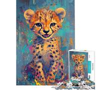 Puzzle da 1000 pezzi per adulti con vivace disegno di un cucciolo di ghepardo gioco educativo per tutta la famiglia ideale come sfida o regalo per il Secret Santa per migliorare la memoria (38x52cm)