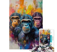 Puzzle da 1000 pezzi per adulti con vivace trio di scimpanzé gioco intellettuale e pratico ideale per assemblare modelli e come regalo di compleanno (dimensioni 75x50cm)