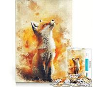 Puzzle da 1000 pezzi per adulti con volpe ad acquerello che guarda in alto gioco per famiglie difficile e stimolante compleanno 38x52cm