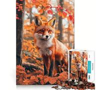 Puzzle da 1000 pezzi per adulti con volpe autunnale nel bosco,decorazione con intagli precisi,gioco cognitivo,passatempo libero,regalo di compleanno (38x52cm)