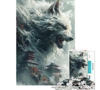 Puzzle da 1000 pezzi per adulti con volpe bianca e templi cinesi sfida per l'intelligenza giocattolo divertente per tutta la famiglia opera d'arte regalo (dimensioni 50x75cm)