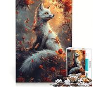 Puzzle da 1000 pezzi per adulti con volpe bianca in un roseto antistress di difficoltà elevata ideale come elemento della lista dei desideri con Babbo Natale 38x52cm