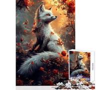 Puzzle da 1000 pezzi per adulti con volpe bianca in un roseto gioco rilassante sfida impegnativa giocattolo decorativo per la casa ideale per compleanni e Natale (38x52cm)