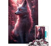 Puzzle da 1000 pezzi per adulti con volpe bianca nella foresta rosa gioco intellettuale educativo per tutta la famiglia ideale come regalo (dimensioni 38x26cm)