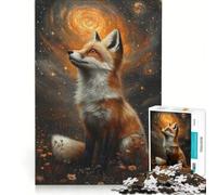 Puzzle da 1000 pezzi per adulti con volpe che osserva il cosmo, giocattolo fai da te, ideale per passare il tempo durante le vacanze, compleanni e altre occasioni 38x26cm