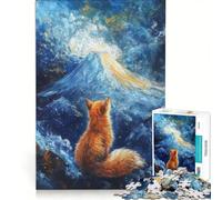Puzzle da 1000 pezzi per adulti con volpe che osserva la cima di una montagna, gioco pratico, attività divertente da fare a casa, ideale come regalo per tutta la famiglia 50x75cm