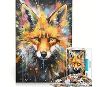 Puzzle da 1000 pezzi per adulti con volpe dorata e rossa a schizzi, gioco educativo, migliora la memoria, compleanno e Natale 38x52cm