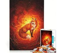 Puzzle da 1000 pezzi per adulti con volpe in un vortice di fuoco, arte digitale, gioco educativo, analisi e logica, regalo per donne 50x75cm