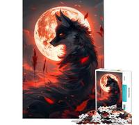 Puzzle da 1000 pezzi per adulti con volpe Kitsune e luna rossa gioco educativo e stimolante un'opera d'arte un regalo perfetto per gli amanti dei giochi (dimensioni 50x75cm)