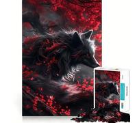 Puzzle da 1000 pezzi per adulti con volpe Kitsune nera su un albero,decorazione elegante e adattabile,attività stimolante per la mente,gioco rilassante,regalo perfetto per le festività 38x26cm