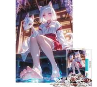 Puzzle da 1000 pezzi per adulti con volpe mascherata sacerdotessa sfida di intelligenza giocattolo avvincente giochi divertenti per tutta la famiglia opera d'arte regalo (dimensioni 38x52cm)