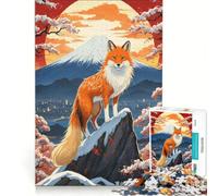 Puzzle da 1000 pezzi per adulti con volpe Monte Fuji e fiori di ciliegio Gioco impossibile per genitori e figli Lista dei desideri con Babbo Natale 38x52cm