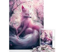 Puzzle da 1000 pezzi per adulti con volpe rosa in una foresta in fiore gioco impossibile ideale per le vacanze a casa passatempo educativo e per rafforzare l'amore tra le coppie (38x52cm)