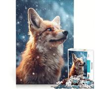 Puzzle da 1000 pezzi per adulti con volpe rossa e neve giocattolo fai-da-te migliora la memoria compleanno e Natale 38x26cm