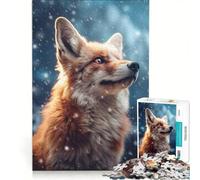Puzzle da 1000 pezzi per adulti con volpe rossa e neve gioco educativo migliora la memoria compleanno e Natale 50x75cm