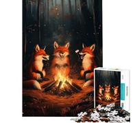 Puzzle da 1000 pezzi per adulti con volpi che ridono attorno a un falò Difficile e stimolante migliora la memoria antistress Adatto a partire dai 14 anni (50x75cm)