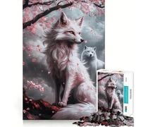 Puzzle da 1000 pezzi per adulti con volpi in fiore di ciliegio,gioco di precisione e divertente per sviluppare le capacità mentali,ideale per momenti di relax e come regalo di Natale (38x26cm)
