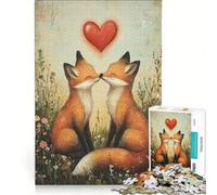 Puzzle da 1000 pezzi per adulti con volpi innamorate gioco per famiglie decorazione per la casa adatto per la scrivania 38x26cm