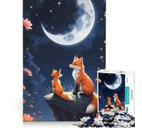 Puzzle da 1000 pezzi per adulti con volpi sotto il cielo illuminato dalla luna ideale per giochi in famiglia vacanze a casa per passare il tempo compleanno e Natale 38x26cm