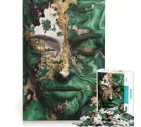 Puzzle da 1000 pezzi per adulti con volti verdi e dorati, giocattolo decorativo da parete, gioco di velocità manuale, adatto per la decorazione della scrivania 38x26cm