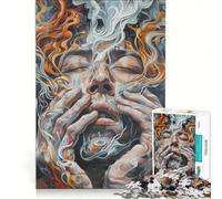 Puzzle da 1000 pezzi per adulti con volto astratto nel fumo, antistress, difficile, ideale come elemento della lista dei desideri con Babbo Natale 50x75cm