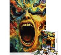Puzzle da 1000 pezzi per adulti con volto astratto urlante in un dipinto colorato Gioco educativo per il divertimento in famiglia giocattolo educativo per migliorare l'amore tra le coppie (50x75cm)