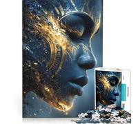 Puzzle da 1000 pezzi per adulti con volto decorato dorato, gioco impossibile, impegnativo da completare, ideale come regalo 38x26cm