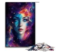 Puzzle da 1000 pezzi per adulti con volto nella nebulosa della galassia divertente per tutta la famiglia con poster abbinato e foglio di quiz 75x50 cm