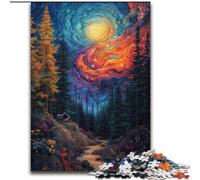 Puzzle da 1000 pezzi per adulti con vortici colorati nella foresta,in legno,ideale per il divertimento in famiglia,il relax e come regalo di Natale Dimensioni: 50 x 75cm,perfetto per adolescenti