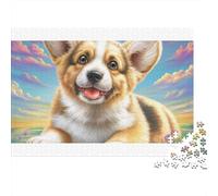 Puzzle da 1000 pezzi per adulti con Welsh Corgi, Corgi colorato nel cielo al tramonto, The Impossible Challenge, sviluppo del cervello, 52x38 cm/1000 pezzi