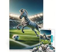 Puzzle da 1000 pezzi per adulti con zebra che gioca a calcio gioco educativo corsa di velocità manuale ideale come regalo per tutta la famiglia 50x75cm