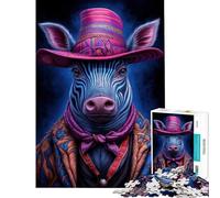 Puzzle da 1000 pezzi per adulti con zebra neon e cowboy sfida educativa opera d'arte e antistress per ragazzi dai 14 anni in su (50x75cm)