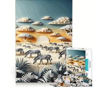 Puzzle da 1000 pezzi per adulti con zebre della savana selvaggia decorazione da parete difficile compleanno e Natale 38x26cm