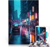 Puzzle da 1000 pezzi per adulti Concetto di città cyberpunk Vacanza a casa: uccidere il tempo Lista dei desideri con Babbo Natale 52x38cm
