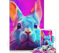 Puzzle da 1000 pezzi per adulti, coniglietto nero fluorescente UV, gioco impossibile, interazione genitore-figlio, per compleanno, Natale 38x26cm