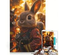 Puzzle da 1000 pezzi per adulti, Coniglietto Pompiere Coraggioso, Gioco Rompicapo, Difficile da Completare, Rafforza l'Amore tra le Coppie, 50x75cm