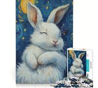 Puzzle da 1000 pezzi per adulti: Coniglietto sognante nella notte stellata, gioco educativo, allena la mente e la mano, migliora l'amore tra le coppie 38x26cm