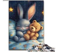 Puzzle da 1000 pezzi per adulti, coniglio e orsacchiotto, aiuta il cervello a esercitare i giocattoli avvincenti per coltivare la pazienza e migliorare la memoria (dimensioni 26x38cm)
