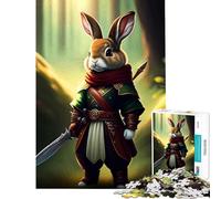 Puzzle da 1000 pezzi per adulti Coniglio guerriero antropomorfo nella foresta Gioco interattivo ed educativo ideale come regalo o per divertirsi in famiglia (dimensioni 38x26cm)