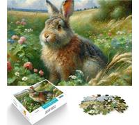 Puzzle da 1000 pezzi per adulti Coniglio in un prato Giocattolo educativo intellettuale decomprimente perché è ideale come regalo per tutta la famiglia 75x50cm
