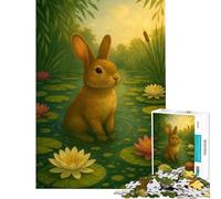 Puzzle da 1000 pezzi per adulti coniglio in uno stagno di ninfee Gioco avvincente per coltivare la pazienza regalo pratico per donne opera d'arte (dimensioni 38x52cm)