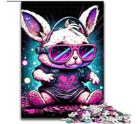 Puzzle da 1000 pezzi per adulti, coniglio neon, in legno, regalo perfetto per bambini dai 14 anni in su, 50x75cm, divertente lavoretto per famiglie, perfetto per compleanni e feste