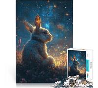 Puzzle da 1000 pezzi per adulti Coniglio sotto il cielo stellato Giocattolo educativo per l'apprendimento Regali di Babbo Natale segreto 52x38cm