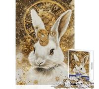 Puzzle da 1000 pezzi per adulti coniglio steampunk con orologio gioco divertente da assemblare ideale come regalo per tutta la famiglia (dimensioni 38x26cm)